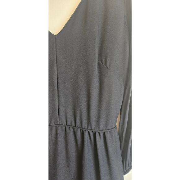 Vintage Black Evening Dress, Fully Lined, Mesh Sleeves, Sz 16 - Picture 4 of 7